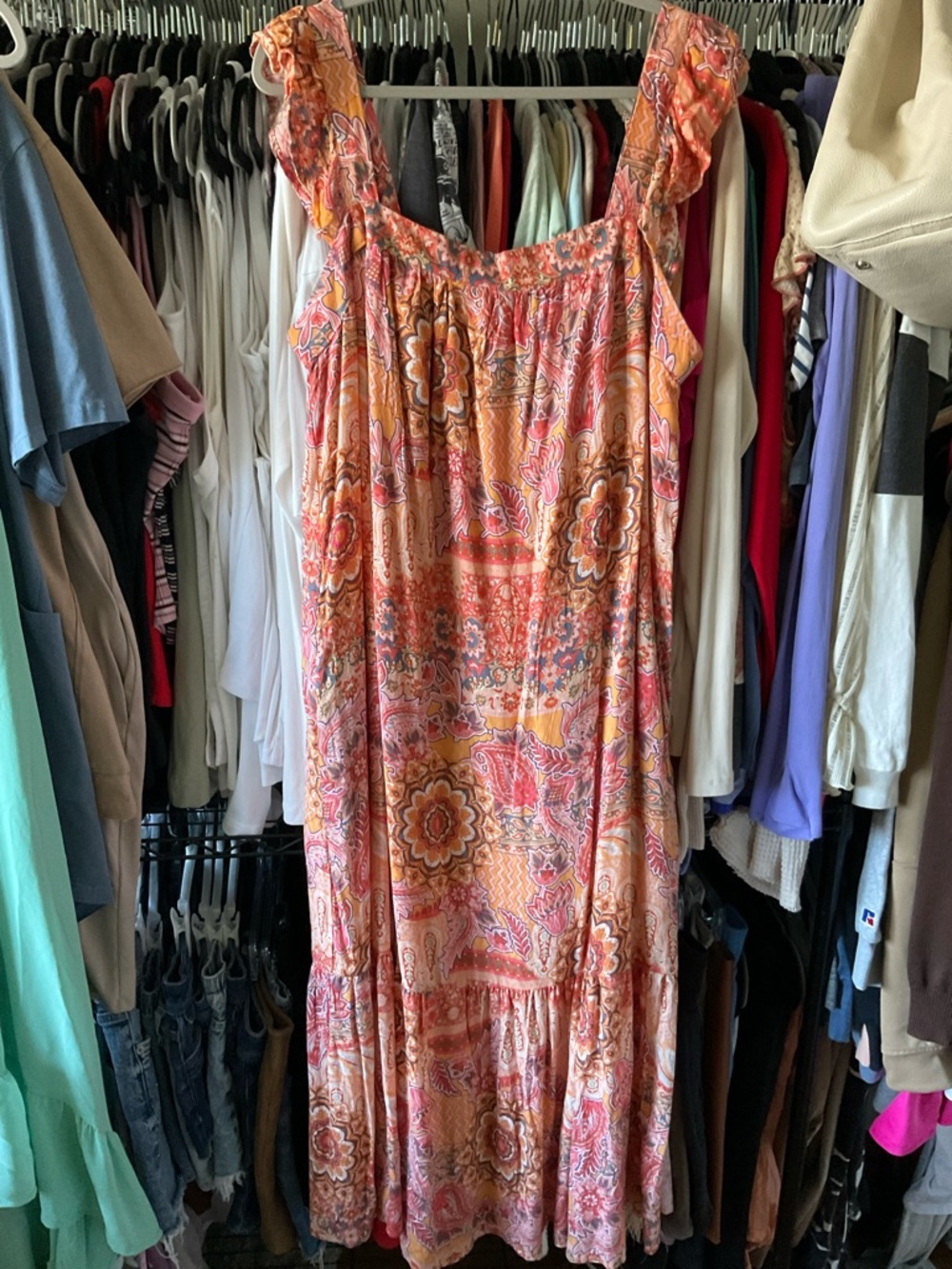 Knox Rose Coral and Peach Paisley Maxi Dress